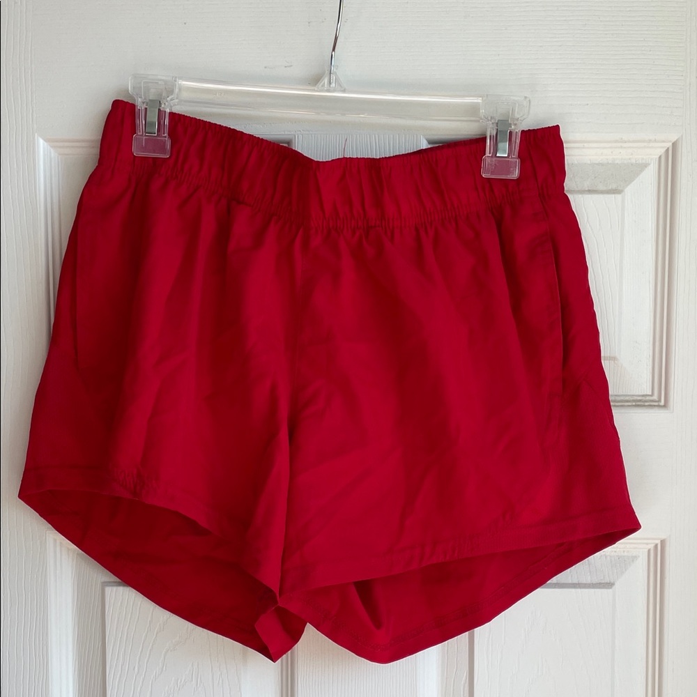 Athletic Works Bright Red Elastic-Waist Athletic Shorts M